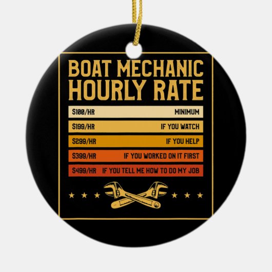 Mannen Boat Mechanic Hourly Rate Funny Mechanical Keramisch Ornament (Voorkant)