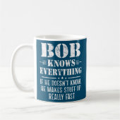 Mannen Bob Know Alles Fathers Day Funny Bob Koffiemok (Links)