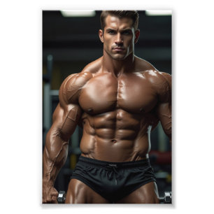 Mannen Bodybuilder Gym fitness training Foto Afdruk