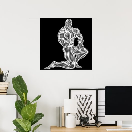 Mannen Bodybuilding Pose Poster (Thuiskantoor)