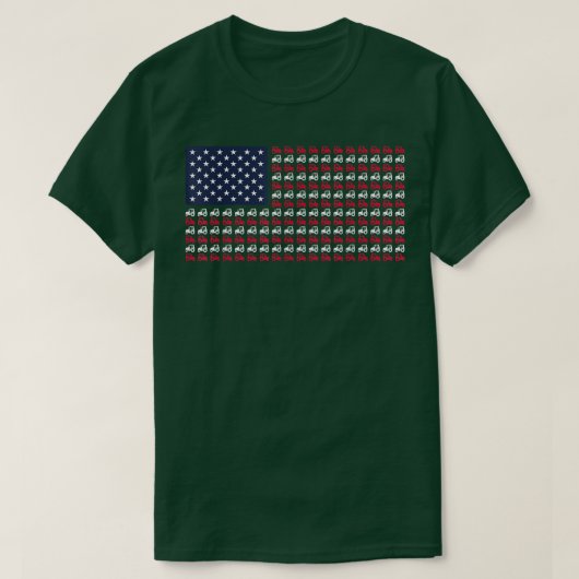Mannen boerentractor juli 4e Amerikaanse vlag T-shirt (Design voorkant)
