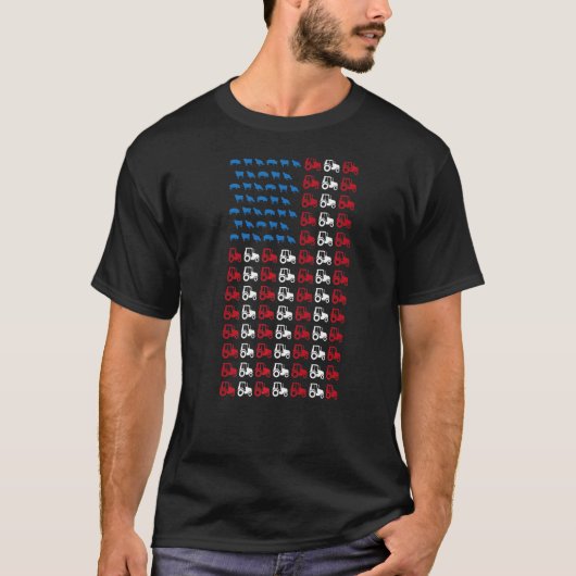Mannen boerentractor juli 4e Amerikaanse vlag T-shirt (Voorkant)