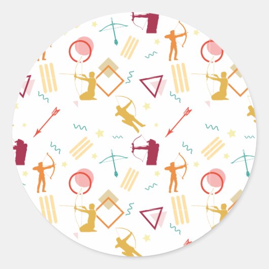 Mannen boogschieten - Boys Bow and Arrow Pattern Ronde Sticker (Voorkant)