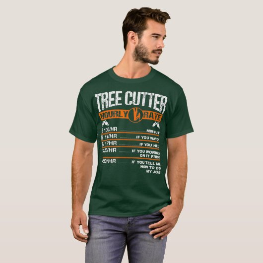 Mannen boom Kutter Uurly Rate Tree Surgeon T-shirt (Voorkant volledig)