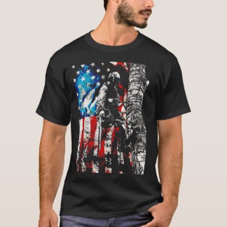 Mannen boomklimmer Amerikaanse vlaggenboor T-shirt