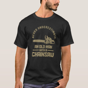 Mannen boorgantaarn registreert oud Man met een Ch T-shirt