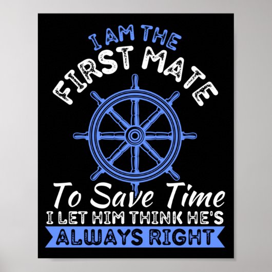 Mannen boot eigenaar ik ben de eerste stuurman pon poster (Voorkant)