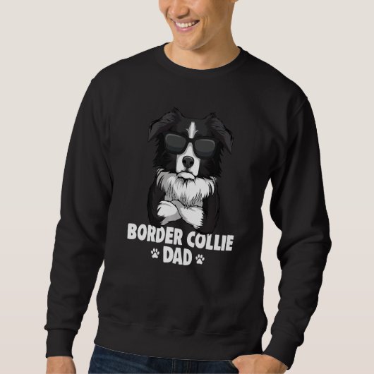 Mannen Border Collie Hond Vader Trui (Voorkant)
