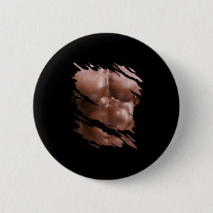 Mannen Borst Six Pack I Spieren Bodybuilder I Fake Ronde Button 5,7 Cm