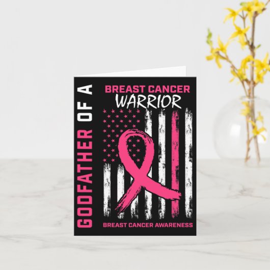 Mannen Borstkanker Warrior Godaughter Roze Lint Kaart (Gele Bloem)