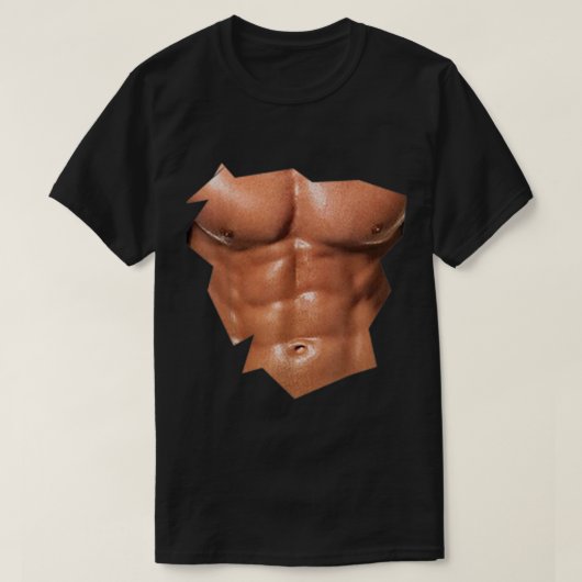 Mannen borstkas Zes pak Abs grappige nep abs T-shirt (Design voorkant)