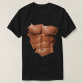 Mannen borstkas Zes pak Abs grappige nep abs T-shirt (Design voorkant)