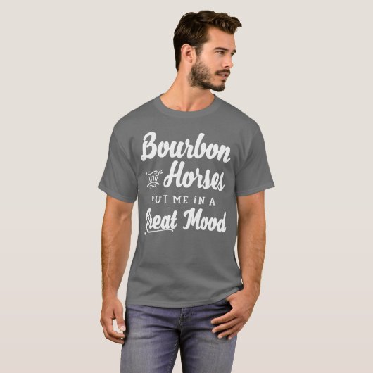 Mannen Bourbon en Horses Great Mood Fun Kentucky G T-shirt (Voorkant volledig)