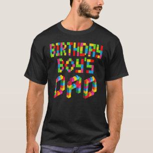 Mannen bouwsteen blok vader van verjaardagsjongen t-shirt