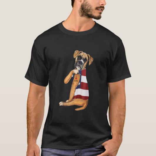 Mannen Boxer Dog Tattoo Ik hou van papa T-shirt (Voorkant)