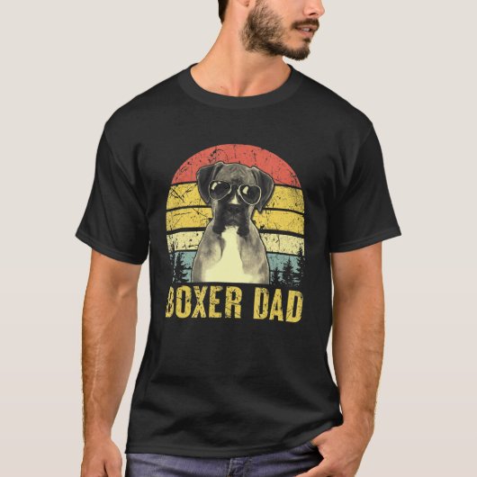 Mannen  Boxer Pap Retro Boxer Dog Vader Vader T-shirt (Voorkant)