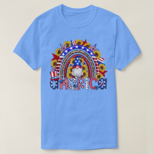 Mannen boys patriotic American Gnome Sunflower Rai T-shirt (Design voorkant)