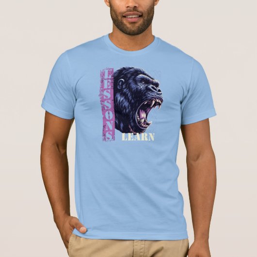 Mannen Boze Gorilla Lessen Leren T-Shirt (Voorkant)