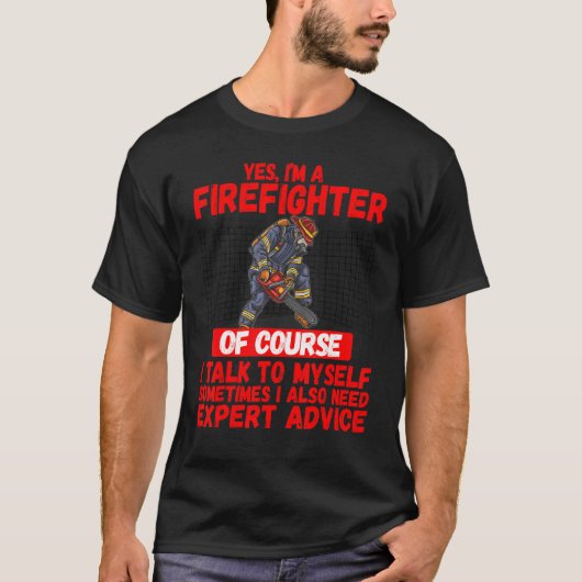 Mannen brandweer lid van de brandweer expert Joke  T-shirt (Voorkant)