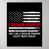 Mannen brandweerman Pop Pop USA Flag Trotse brandw Poster (Voorkant)