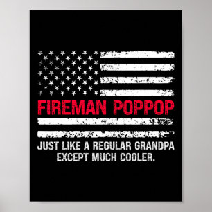 Mannen brandweerman Pop Pop USA Flag Trotse brandw Poster