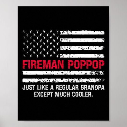 Mannen brandweerman Pop Pop USA Flag Trotse brandw Poster (Voorkant)