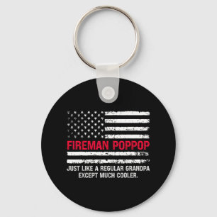 Mannen brandweerman Pop Pop USA Flag Trotse brandw Sleutelhanger