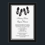Mannen Brogue Shoes Wedding Invitation Kaart<br><div class="desc">Een zwarte en witte trouwuitnodiging met twee paren mannen, jurken, schurkenschoenen. Een perfecte uitnodiging voor een bruiloft van hetzelfde geslacht. Voor een meer formele textuur en verschijning, overweeg druk op "Linen"document. De kaart is eenvoudig aan te passen met uw tekst, lettertype, lettertypekleur, papieren vormopties en een keuze uit zes papiertypen....</div>