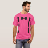 Mannen bruidegom Bow Stropdas en Suspender T-shirt (Voorkant volledig)