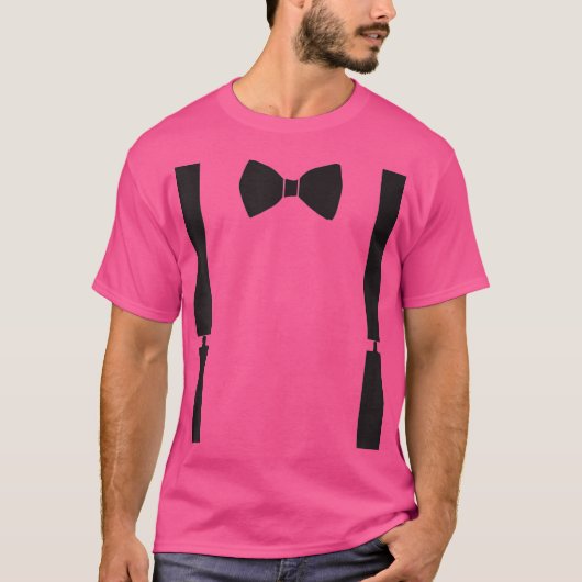 Mannen bruidegom Bow Stropdas en Suspender T-shirt (Voorkant)