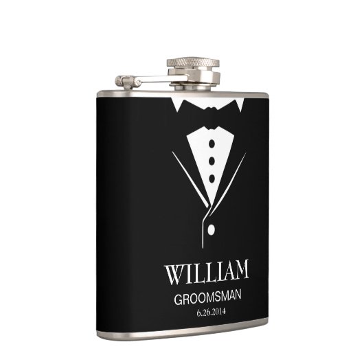 Mannen bruidegom en bruinkoolmonniken Tuxedo Heupfles (Rechts)