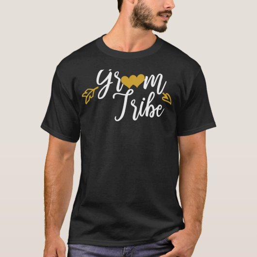 Mannen Bruidegom Stam Hart Trouwfeest Bruiloft Par T-shirt (Voorkant)