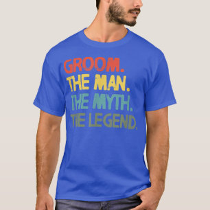 Mannen Bruidegom Trouwen Bachelorfeest Retro Vinta T-shirt