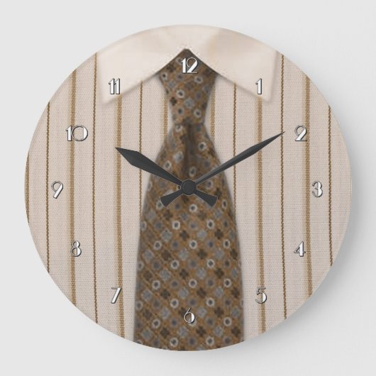 Mannen bruin Shirt en Stropdas Novelty Wall Clock Grote Klok (Voorkant)