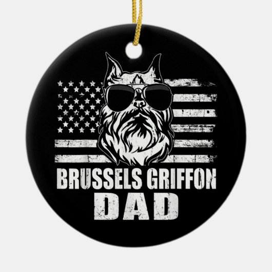 Mannen Brussel Griffon Dad Cool  Retro Keramisch Ornament (Voorkant)