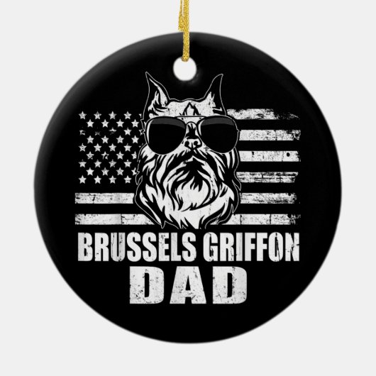 Mannen Brussel Griffon Dad Cool Retro Keramisch Ornament (Achterkant)