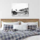 Mannen buiten Log Cabin in South Dakota Canvas Afdruk (Insitu (Slaapkamer))