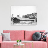 Mannen buiten Log Cabin in South Dakota Canvas Afdruk (Insitu (Woonkamer))