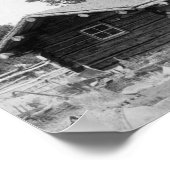 Mannen buiten Log Cabin in South Dakota Poster (Hoek)