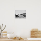 Mannen buiten Log Cabin in South Dakota Poster (Keuken)