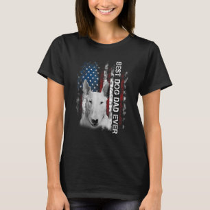 Mannen Bull Terrier Papa Amerikaanse Vlag Vader T-shirt