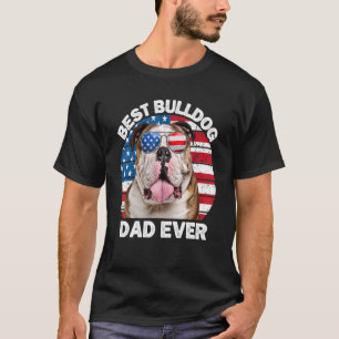 Mannen Bulldog Pap Amerikaanse vlag Engelse Bulldo T-shirt