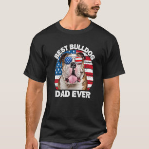 Mannen Bulldog Papa Amerikaanse vlag Engelse Bulld T-shirt