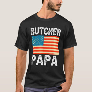 Mannen Butchery Butcher Papa Usa Flag Slachterman  T-shirt