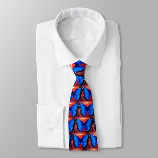 Mannen Butterfly Necktie - Blue Print Stropdas (Gebonden)