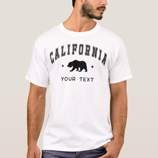 Mannen Californië, Jouw tekst - Grizzly Beer Desig T-shirt (Voorkant)