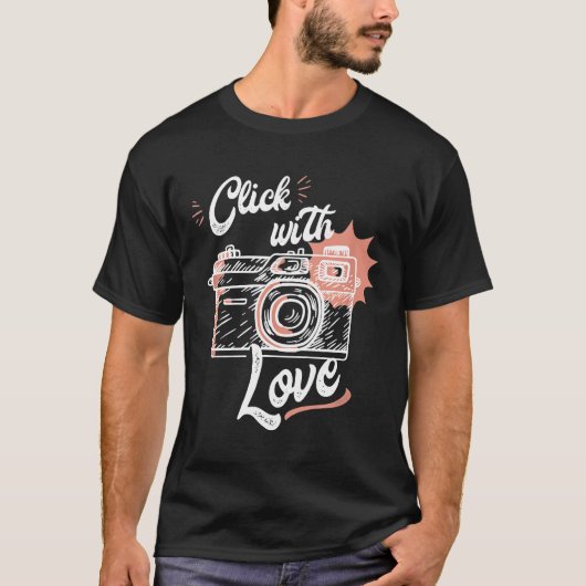 Mannen Camera klik met liefde voor fotografen T-shirt (Voorkant)