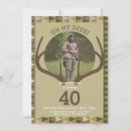 Mannen Camo Deer Antlers Birthday jagen Kaart