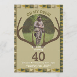 Mannen Camo Deer Antlers Birthday jagen Kaart