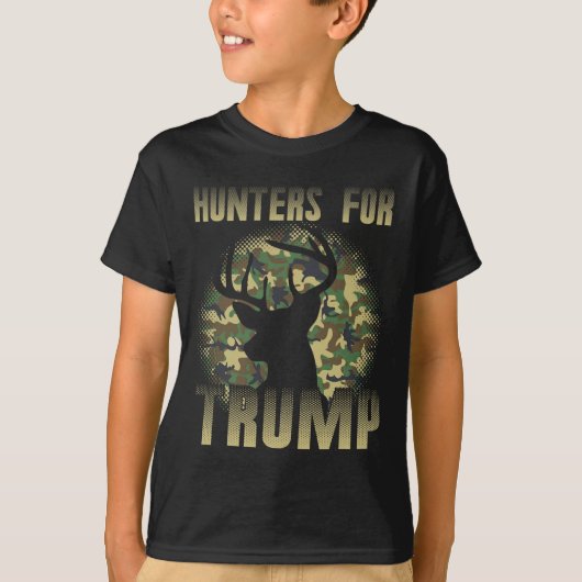 Mannen camo hertenjagers voor Trump Hunt boog pijl T-shirt (Voorkant)